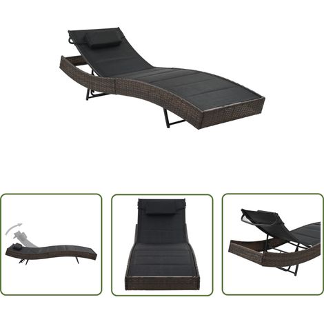 Chaise longue Résine tressée et textilène Marron (1/5)