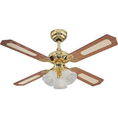 [GEBRAUCHT] B-Ware Westinghouse Deckenventilator Princess Trio Holz Ø105cm leise messing mahagoni (1/2)