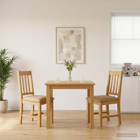 vidaXL Sedia da pranzo VENLO 2 pcs Legno di Quercia Massello Beige (1/5)