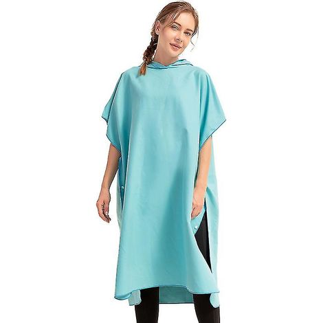 Cape de plage microfibre sèche-rapide, peignoir de bain absorbant pour natation, robe de change légère, serviette de plage imperméable, accessoire idéal pour piscine et mer. (1/5)