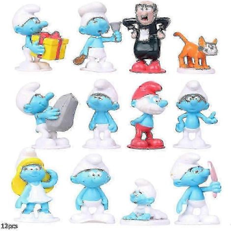 Lot de 12 figurines Schtroumpfs à collectionner, décorations pour gâteaux, cadeaux pour enfants 2025 (1/5)