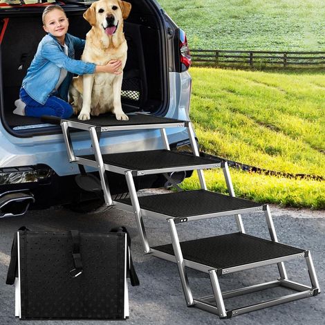 Hundetreppe 4 Stufen extra breit klappbar bis 100kg rutschfest für Auto (1/5)