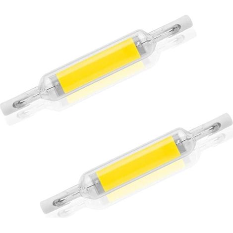 Lot de 2 ampoules LED R7S 10 W 78 mm à intensité variable blanc froid 6000-6500 K 100 W halogène J78 de remplacement, tube de base R7S à double extrémité, angle de faisceau 360, économie d'énergie. (1/4)