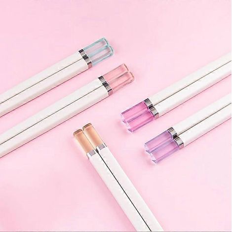 Baguettes réutilisables japonaises en fibre de verre, légères, lavables au lave-vaisselle, multicolores, lot de 5 paires (1/5)