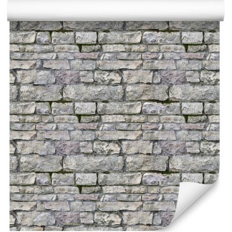Papel pintado con efecto ladrillo antiguo en tonos grises para salón y dormitorio, 50x1000 cm. (1/5)
