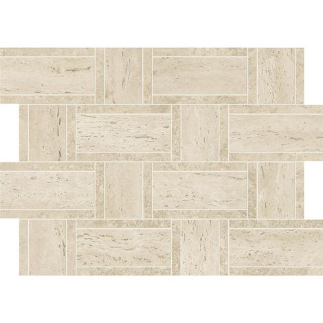 Mosaïque effet Travertin Grège Treccia 47x35x0,9 cm Mat Neravio - Mur intérieur (vendu par carton de 0,987 m²) - RO'MA CARRELAGE