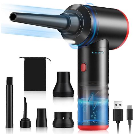Nettoyeur à air comprimé pour PC, 100 000 tr/min, 3 vitesses interchangeables, avec lampe LED, pour clavier, nettoyage de la maison et de la voiture (1/5)