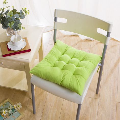 Coussin De Siege Carré - Tissu Velours Doux - Pour Chaise De Salle À Manger Bureau Extérieur Patio - Vert - 2 Pièces (1/3)
