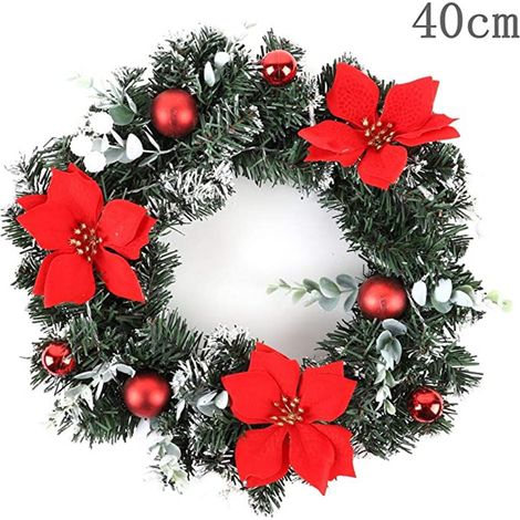 40 cm Weihnachtskränze für die Haustür mit Lichtern, vorbeleuchtet