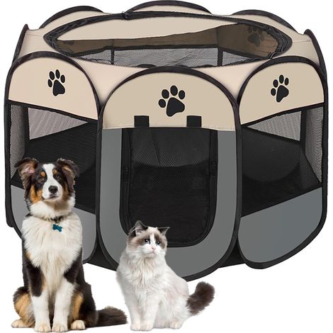 Cage de Chiens Portable,Cagede Chien Pliant Cat Stand,Cage deChien en Tissu Oxford ImperméableCage de ChatCage,Chien,Lapin(Gris,S,8) (1/5)