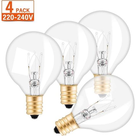 Lot de 4 Ampoule Edison, E12 Ampoules à incandescence Guirlande Guinguette Décorative Ampoules Filament Rétro Lampe Globe G40 - Blanc Chaud 220V-240V e G40 Blanc Chaud 220V-240V - 4 Pack (1/5)