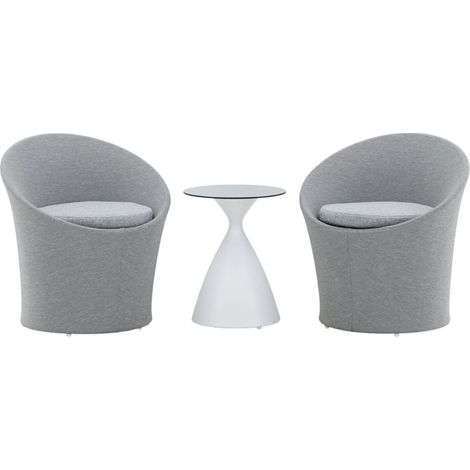 Salon de Jardin Design "Spoga" 73cm Gris & Blanc (1/5)