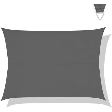 VONROC Premium Sonnensegel – Rechteckig – 400×300 cm– Wasserfest – Grau – Inklusive Aufbewahrungstasche und Seil