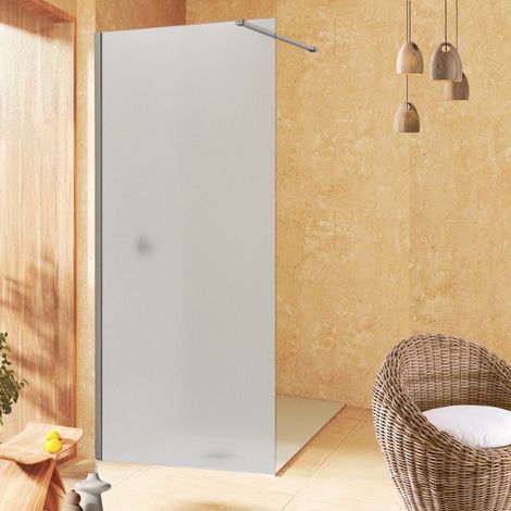 SOULBATH Paroi de douche Walk-In translucide, verre de sécurité MAT sablé 8 mm anticalcaire, 120 cm de large x 200 cm de haut, profilé chrome (1/5)