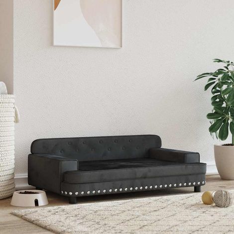 vidaXL Cama para perros de terciopelo negro 90x53x30 cm (1/5)
