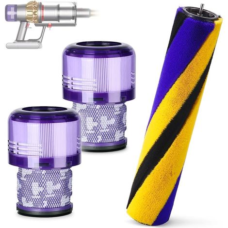 Barre de brosse fine et souple compatible avec Dyson V15 Detect Aspirateur avec 2 Pack V15 HEPA Post Filters, Pièce de rechange pour aspirateur No. 971634-01 (1/5)