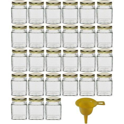 Viva Haushaltswaren – 27 Piccoli marmellate Bicchieri/spezie Bicchieri 106 ml con Coperchio Color Oro (1/2)