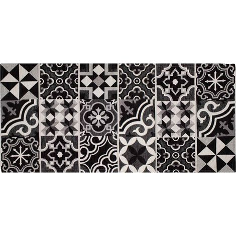 Tappeto Cucina In Ciniglia Arredo Moderno Passatoia Multiuso Ingresso Corridoio Antiscivolo Prodotto Italiano Disegni Piazzati Cotone Varie Misure Lavabile In Lavatrice Lavatrice Cementine Nera - 57x2 (1/5)