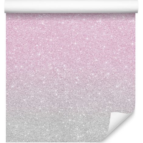Papier peint à paillettes gris clair et rose poudré pour salon et chambre 50x1000 cm (1/5)