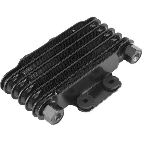 Schwarzer 6-reihiger Motorölkühler für Motorräder und ATVs mit 125-250 cm³ Hubraum