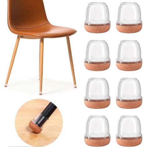 Lot de 20 embouts de protection transparents extra-petits pour pieds de chaise, adaptés aux parquets, en caoutchouc rond. (1/4)