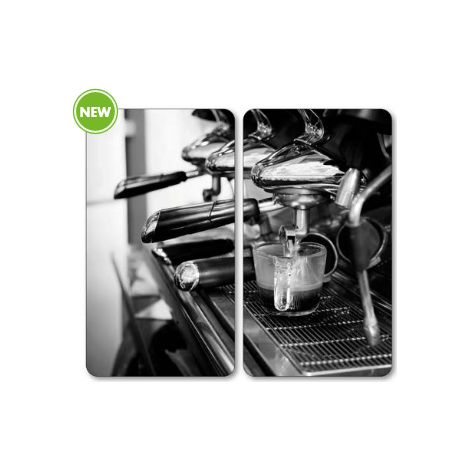 Lot de 2 plaques de protection en verre "Espresso" - Noir/Blanc - L 50 x l 28,5 cm - Livraison gratuite