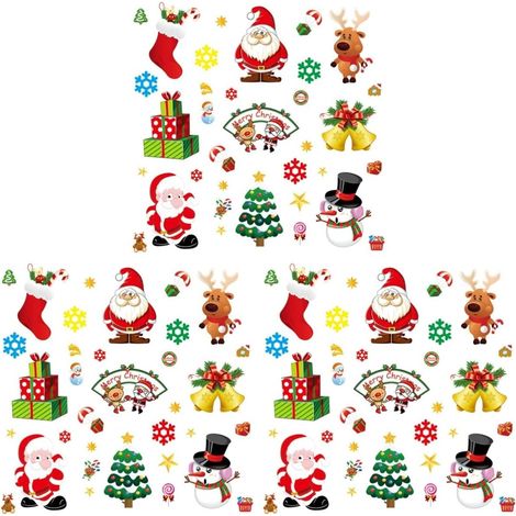30 Pièces Hiver Art Mural Autocollant De Vinyle De Noël Décalque De Fenêtre De Noël Autocollant Centre Commercial Bonnet De Noel Stickers Objets Décoratifs Sapin De (1/5)