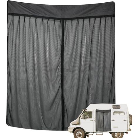Couverture de Porte D'Aile Grande Taille Grande Taille,Moustiquaire pour Porte Arrière De Camionnette,Moustiquaire Magnétique en Maille Noire,pour Camping-Car,Caravane,Van et Camping(165 210cm) (1/5)