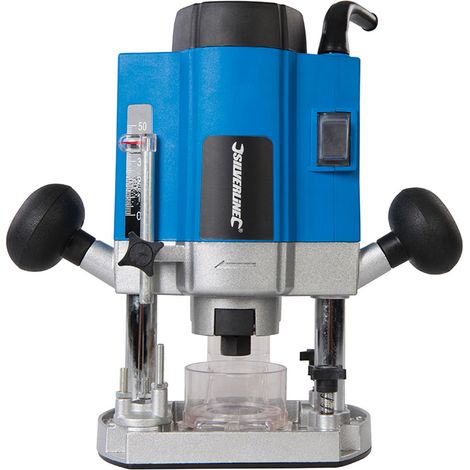 Silverline – Défonceuse plongeante électrique 1020W – Vitesse variable 11 500-34 000 tr/min – Plongée 40 mm – Pour bois dur – Base combinée circulaire et plate (1/5)