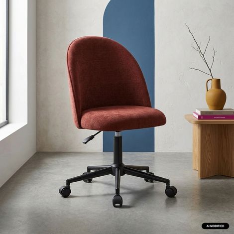 Chaise de bureau à roulettes tissu rouge - Phyl (1/5)