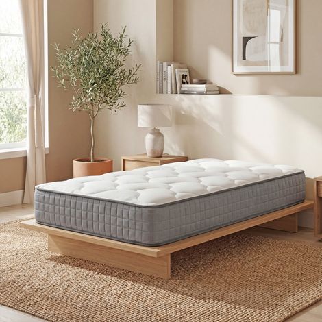 Le Quai Des Affaires – Matelas ressorts 90x190 cm – Mémoire de forme 2 cm – Accueil moelleux – Soutien medium – Épaisseur 27 cm – 406 ressorts ensachés