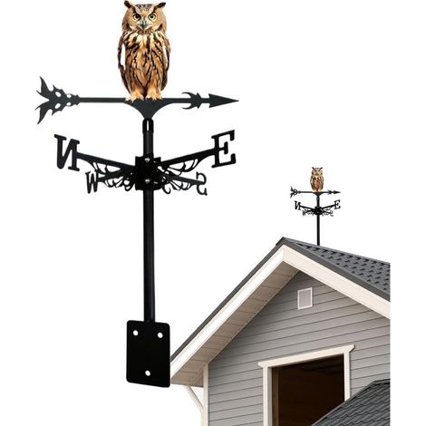 Metal Weathervane, Roof Ornament, 12.4x12.4x22.5 inch Rotating Device with Secure Build, Supply with Wind Direction, Decorative Tool for Courtyard Patio Garden, Home Accessories for Villa Farm (1/5)