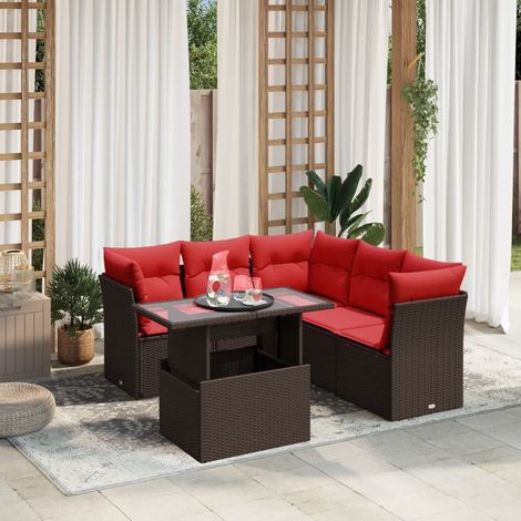 vidaXL Set Divani da Giardino 6 pz con Cuscini Marrone in (1/5)