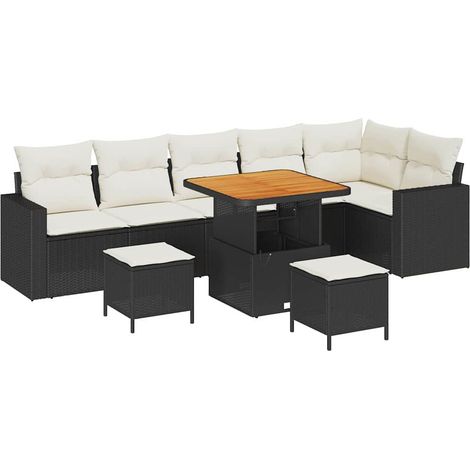Maison Exclusive - Gartensofa-set 9 pcs Schwarz Poly-Rattan