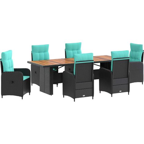 Maison Exclusive - Ensemble de repas extérieur 7 pc Noir et turquoise polyrotin (1/5)
