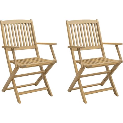 Lot de 2 Chaises pliables de jardin,Chaise d'extérieur bois massif d'acacia CFW2923377 (1/5)
