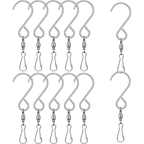 Crochet Pivotant S - Acier Inoxydable - 8 Pouces - Pour Carillon À Vent Mangeoire À Oiseaux Lanterne Lumière Solaire Cristal - Lot De 12 (1/5)