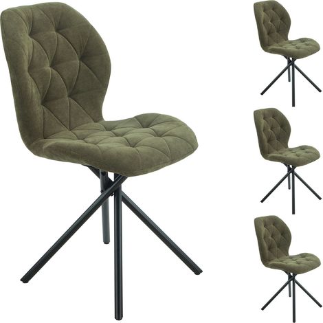 Lot de 4 chaises rotatives 47x58x85 cm en tissu kaki - KAYRA