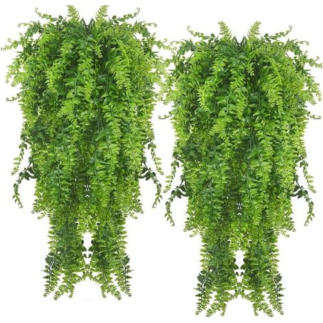 Fougère de Boston artificielle suspendue, lierre artificiel résistant aux UV, plante grimpante en plastique vert pour décoration extérieure et intérieure. (1/4)