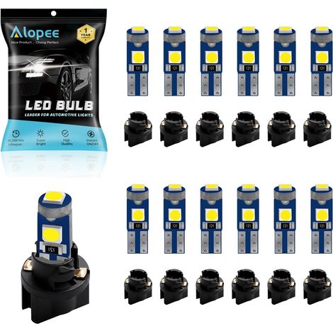 Ampoule Tableau de Bord T5 PC74 W1.2W Blanc, 12 LED + 12 Douiles Puce 3SMD 3030, Éclairage à 360°, 6500K, 20LM,12V, 0.6W, Plug and Play (1/5)