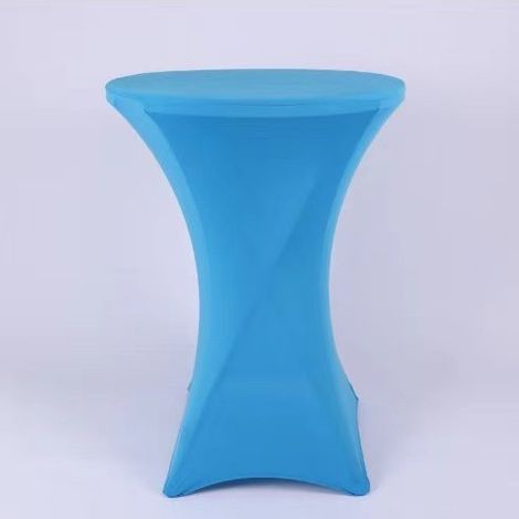 Lot de 4 Housses de Table Rondes Élastiques - Nappe Extensible pour Table Haute Cocktail, Banquet et Comptoir de Bar (55x90 cm, Bleu Ciel)-lsw (1/2)