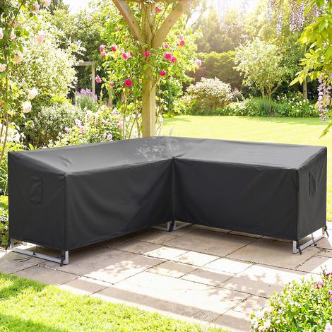 Telo protettivo per mobili da giardino, resistente all'inverno, impermeabile, a forma di V, anti-UV, in tessuto Oxford 420D, 216x216x78 cm, nero.