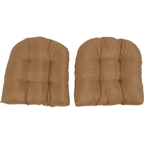 Lot de 2 coussins de chaise d'extérieur capitonnés, épais, en forme de U, 48 x 48 cm, marron clair (1/5)