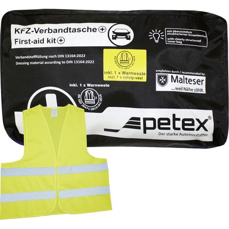 Petex 43939704 Plus schwarz DIN 13164:2022 inkl. Warnweste gelb EN 20471 Verbandtasche Inkl. Warnwes (1/5)