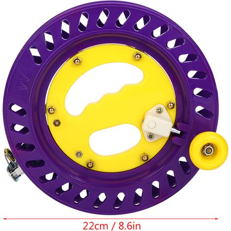 Bobine de 22 cm en plastique durable pour ligne de cerf-volant, avec porte-bobine et outil d'enroulement (violet) (1/5)