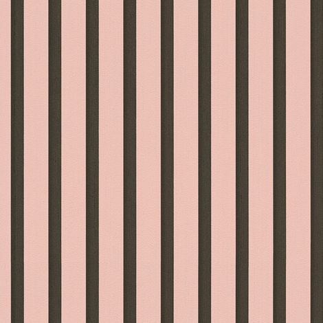 Papel pintado con rayas Profhome 786281 papel pintado vinílico estampado en caliente tejido non tejido ligeramente texturado de aspecto madera mate rosa negro 5,33 m2