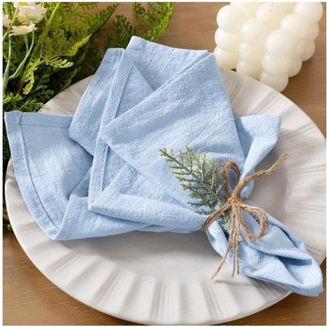 Serviettes de table en coton - Lot de 2 - Bleu ciel - 40,6 x 40,6 cm - Coton 100% naturel - Hypoallergénique (1/3)