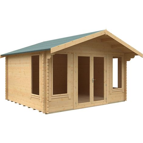 12x14 The Sutton 44mm Cabin - L355 x W415 x H282.2 cm - Solid Wood/Softwood/Pine - Natural