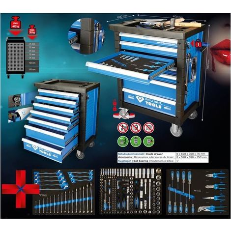 Carrello officina BRILLIANT TOOLS con 7 cassetti e 207 attrezzi - BT153207 (1/5)