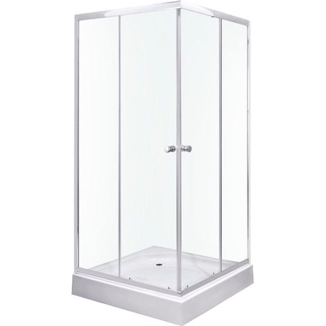 Pack paroi de douche + receveur OLGA SQ 2 portes coulissantes et 2 verres fixes profilé chromé 80 x 80 cm